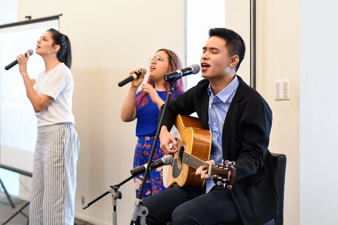 Performing on stage