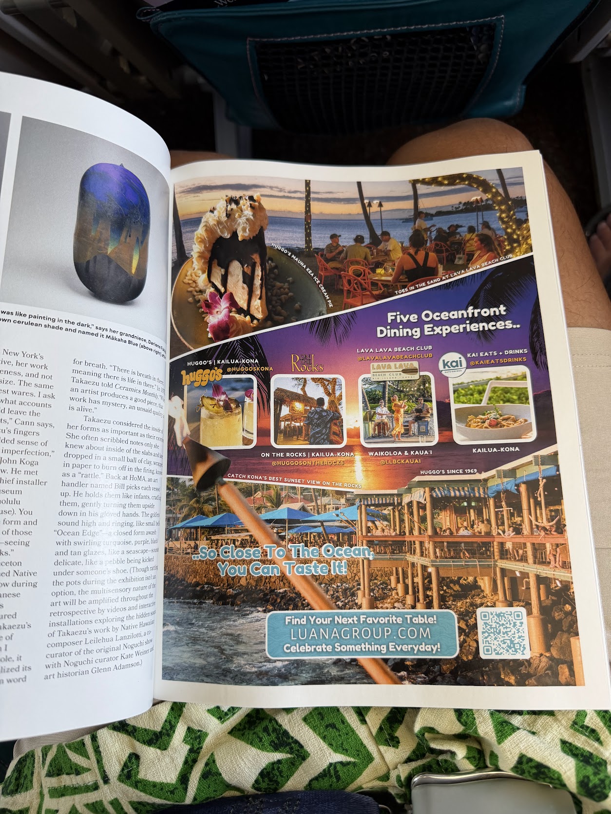 Luana Group magazine spread — Five Oceanfront Dining Experiences